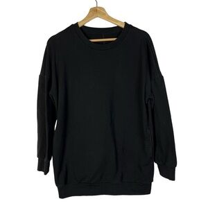 Boutique Black Tunic Waist Pocket Crewneck Sweatshirt M